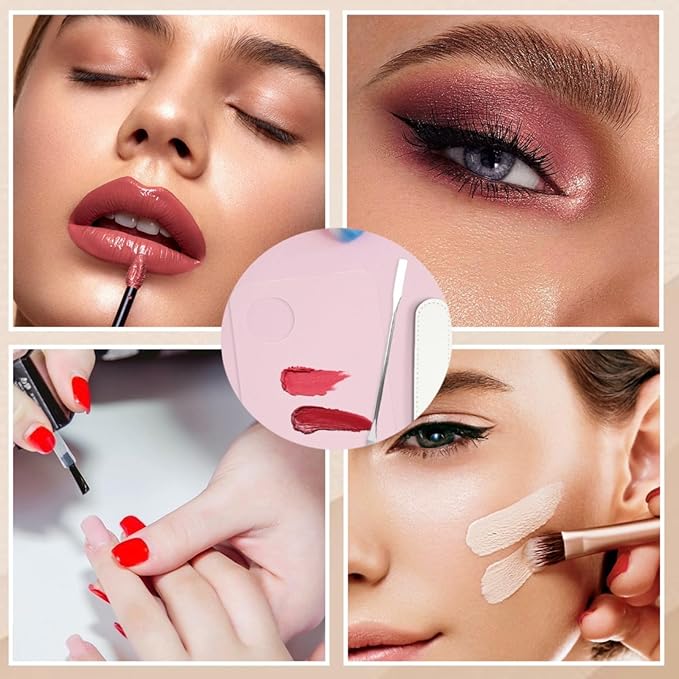 2 Pcs Acrylic Cosmetic Makeup Palette with 2 Pcs Makeup Spatula,Foundation Palette,Makeup Mixing Palette for Foundation Eye Shadow Lipsticks Nail Art-GlimoraGlow