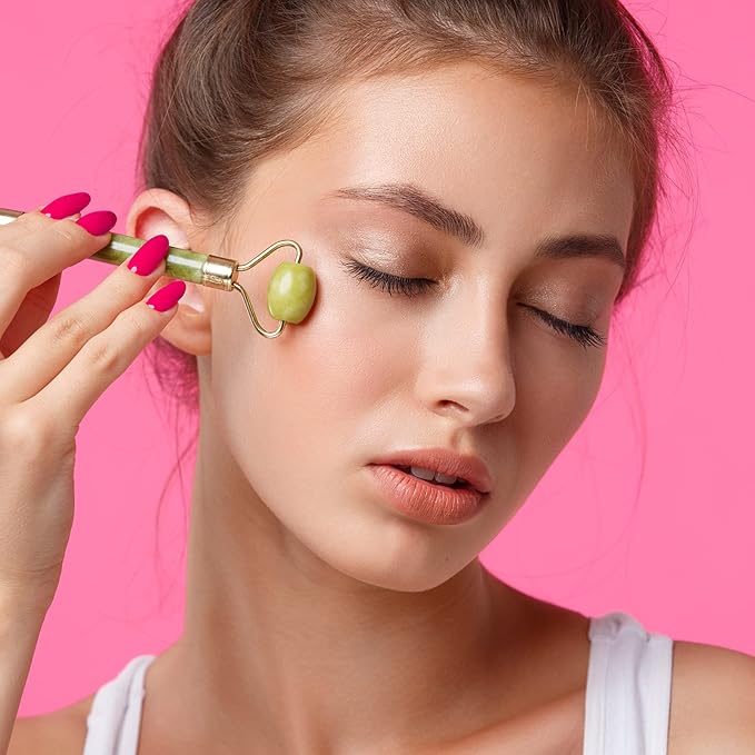 Bulex 100% Natural Jade Face Roller/Anti Aging Jade Stone Massager for Face & Eye Massage - Make Your Face Skin Smoother and Looks Younger-GlimoraGlow