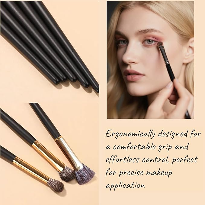 Eyeshadow Makeup Brushes Set with Case 8 PCS Soft Synthetic Hairs Eye Makeup Brushes for Blending Eyebrow Eyeliner Eyeshadow （Black）-GlimoraGlow