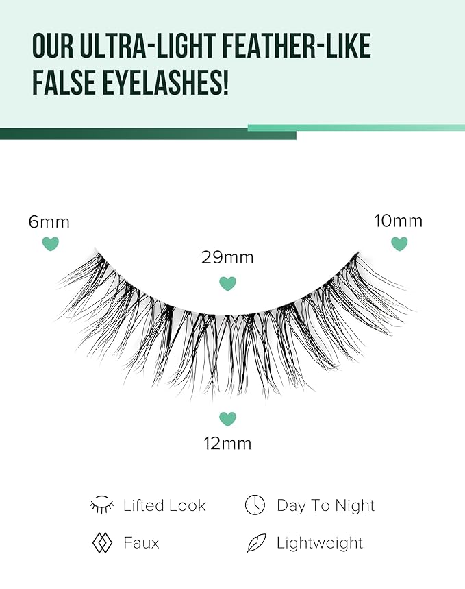 Natural Lashes Cat Eye False Eyelashes Wispy Eye Lashes Wispies Eyelashes C Curl Fake Eyelashes Natural Look Clear Band Lashes-GlimoraGlow