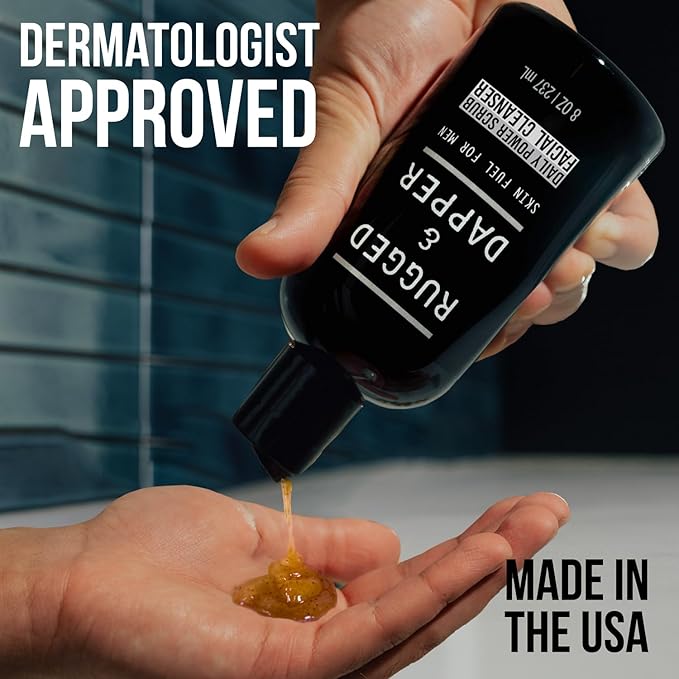 Premium Daily Power Scrub | 8 oz | Exfoliating Mens Face Wash | Deep Cleans + Prevents Breakouts | Face Wash Men's | Natural Ingredients | Made in USA-GlimoraGlow