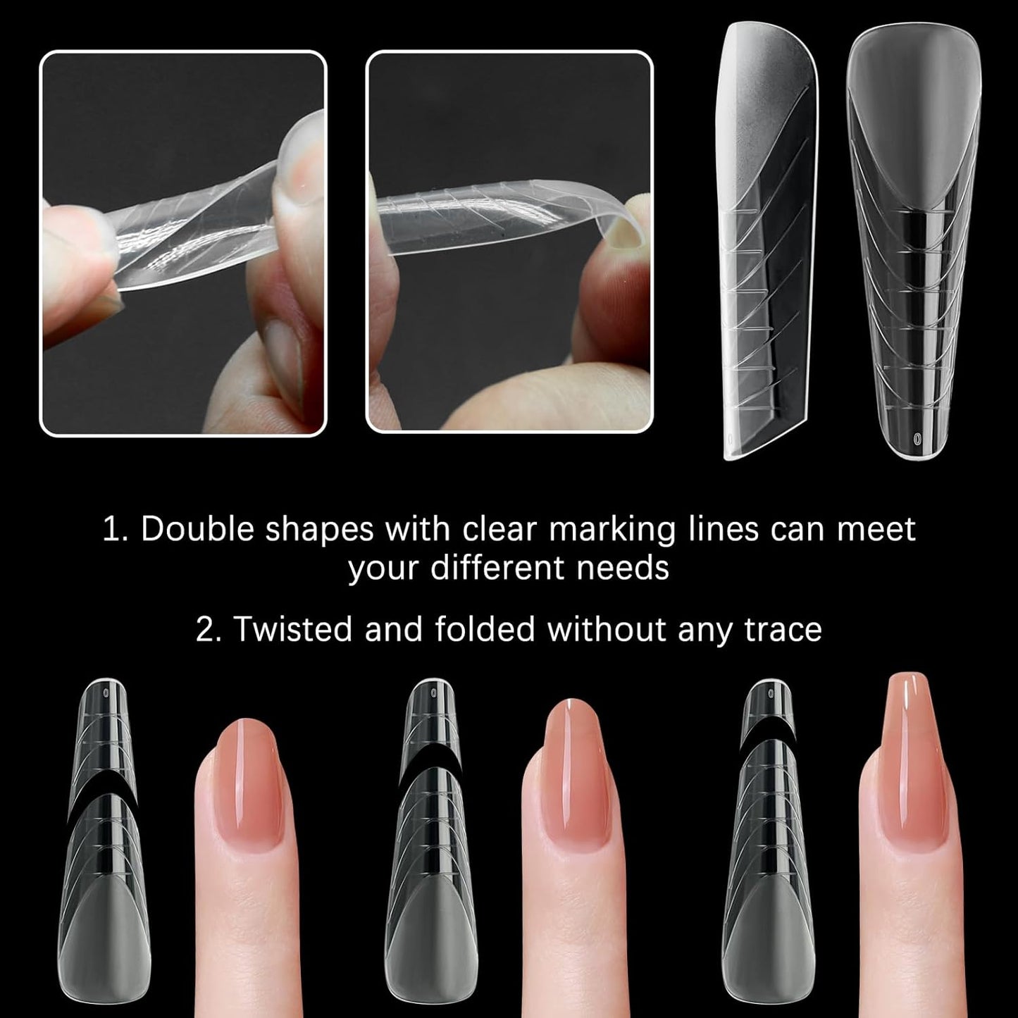 120 Pcs Dual Nail Forms 12 Sizes Half Matte Extension Poly Nail Gel Full Cover Nail Molds With Scale Builder Coffin Nail for Gel Manicure Nail Art Design Salon DIY at Home-GlimoraGlow