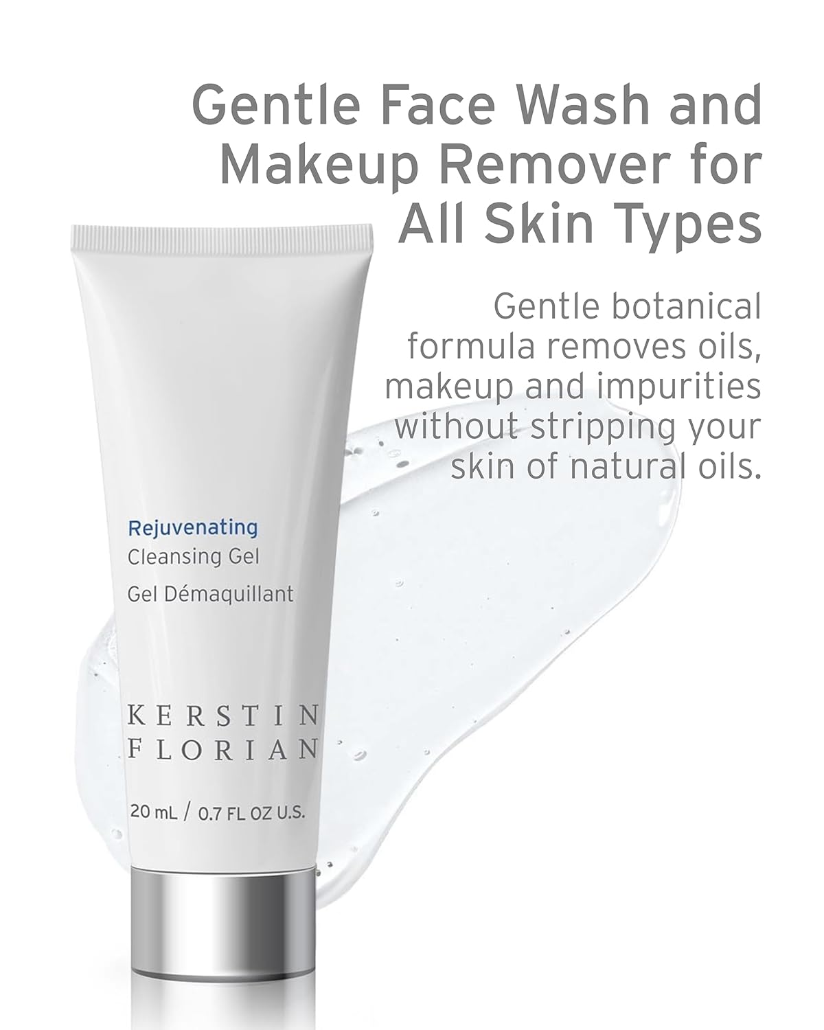 Kerstin Florian Rejuvenating Cleansing Gel | Travel Size | Gentle Face Wash Cleanser and Makeup Remover for Women | Gentle Formula Removes Dirt & Oils to Clarify and Brighten Skin, .7 fl oz-GlimoraGlow