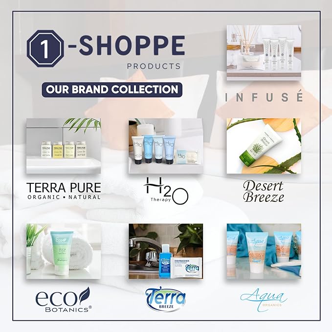 Infuse White Tea & Coconut Hotel Toiletries Bulk Set | 1-Shoppe Amenities Kit | 1oz Shampoo & Conditioner, Body Wash, Lotion | Travel Size | 80 Pieces-GlimoraGlow