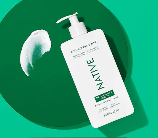 Native Body Lotion Contains Naturally Derived Plant-Based Moisturizers for Women and Men | Restores Dry Skin, Eucalyptus & Mint, 16.5 fl oz-GlimoraGlow