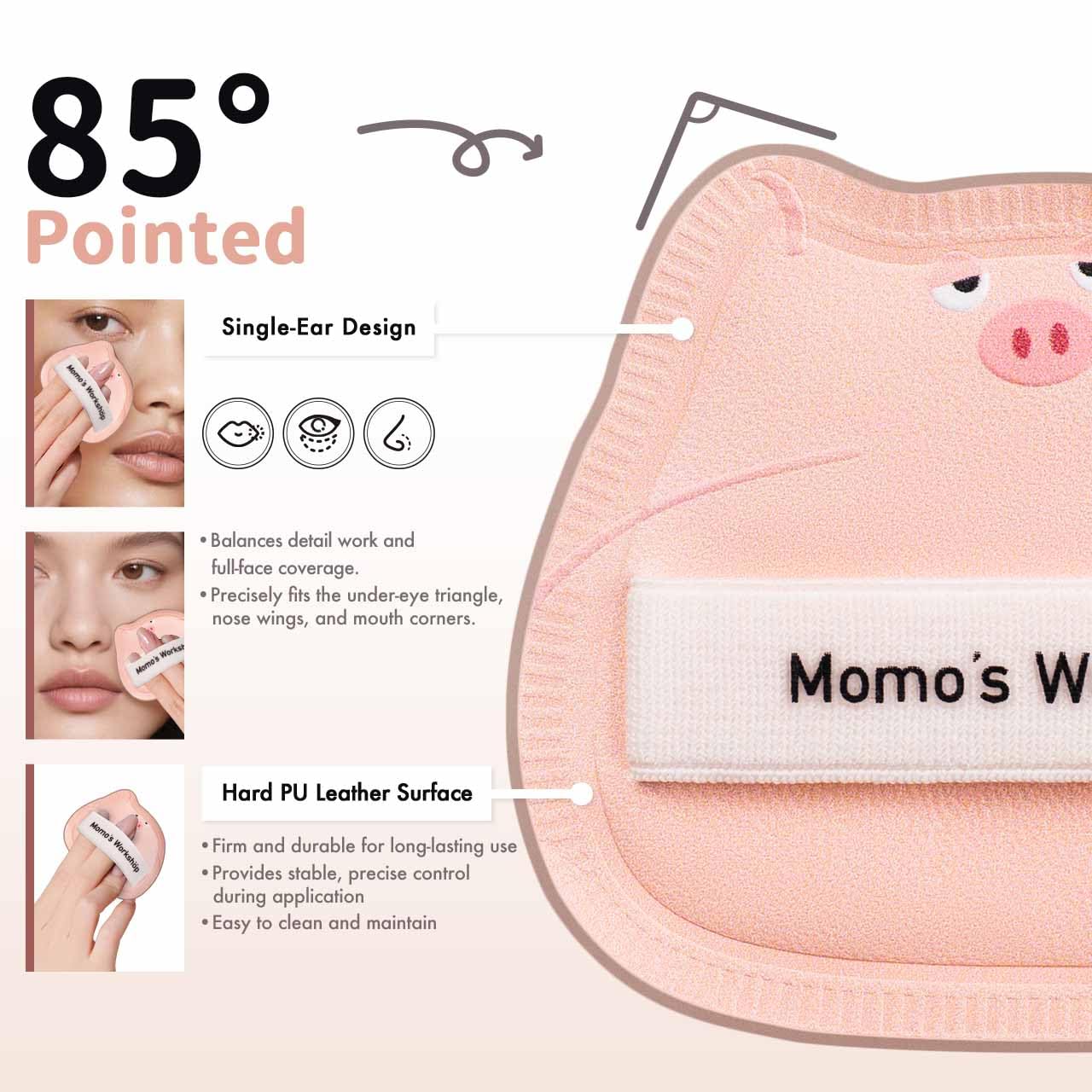 Sleepy Pig Puffs, Makeup Sponges Set, Dry&Wet Dual-Use Foundation Sponge - Hydrophilic Polyurethane, Expands 1.3x When Wet for Cream Foundation/Liquid Blush/Highlighter,2pcs Puffs & Storage Case-GlimoraGlow