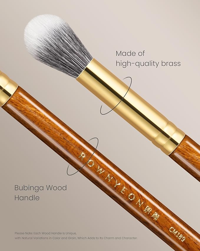 Desert Oak Series Dual Wool Highlighter Brush - Round Dome Goat Hair for Targeted Glow, Powder/Cream Highlight, Bubinga Handle (CM 189)-GlimoraGlow