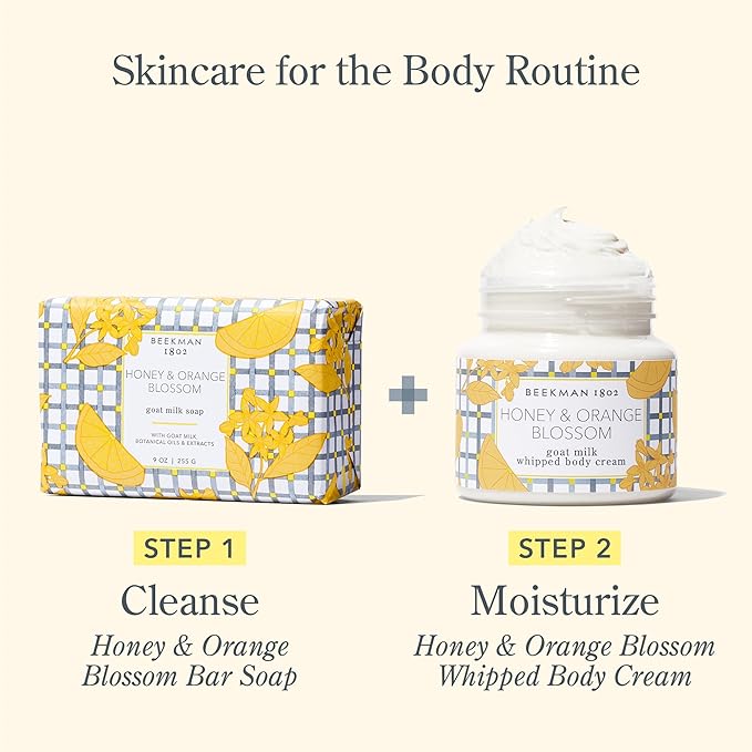 Beekman 1802 Whipped Body Cream, Honey & Orange Blossom - Scented - 8 oz - Intensely Hydrating & Softens Skin - With Goat Milk - Good for Sensitive Skin - Cruelty Free-GlimoraGlow