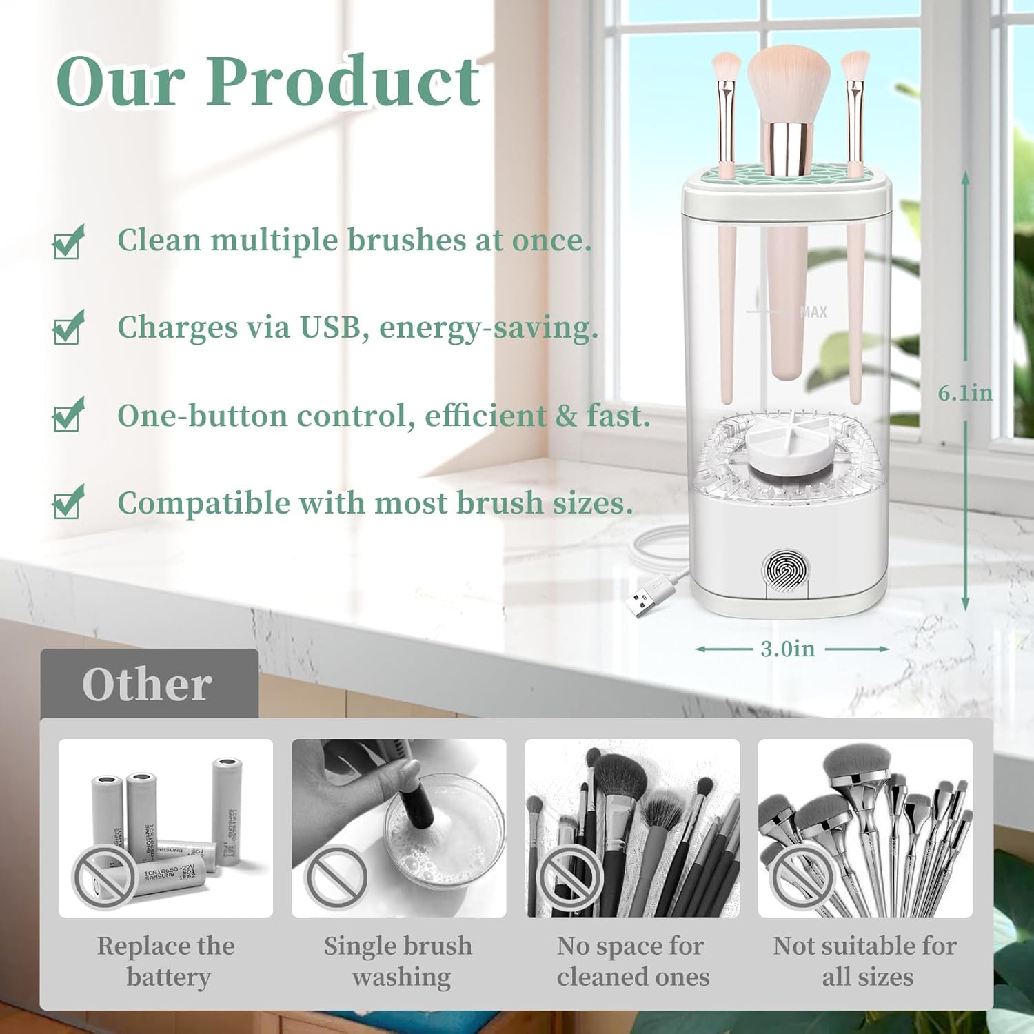 Electric Makeup Brush Cleaner Machine, Ultimate Efficient Automatic Cleaner for All Types of Makeup Brushes- Transparent-GlimoraGlow