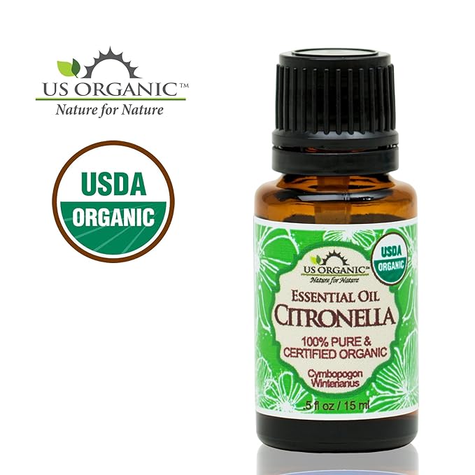 US Organic Citronella Essential Oil, USDA Certified, 100% Pure, 15 ml, Improved caps and droppers – Used for Skin Care, Many DIY Projects Like Candle Making and Much More-GlimoraGlow
