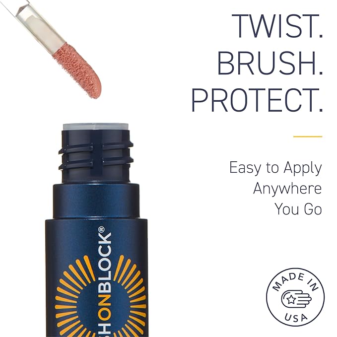 Brush On Block Sun Shine Protective Lip Oil SPF 30, Mineral Protection from UVA/UVB & Blue Light, Hydrating, Cruelty-Free, Gluten-Free, & Vegan, Coral-GlimoraGlow
