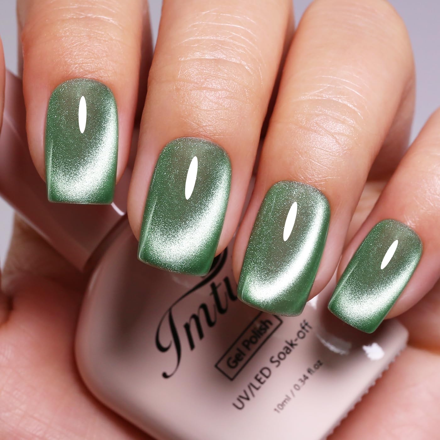 Imtiti Cat Eye Gel Nail Polish, Spring Green Holographic Magnetic Crystal Nail Gel Polish With Magnet Glittery Galaxy Spring Summer Kit Soak Off UV Led 10ML-GlimoraGlow