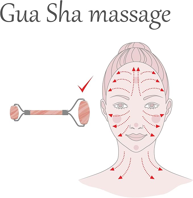 Yobee Face Roller Massager, Rose Quartz, Gua Sha Anti Aging Wrinkles Puffiness Acupressure Facial Skin Care Gift for Women-GlimoraGlow