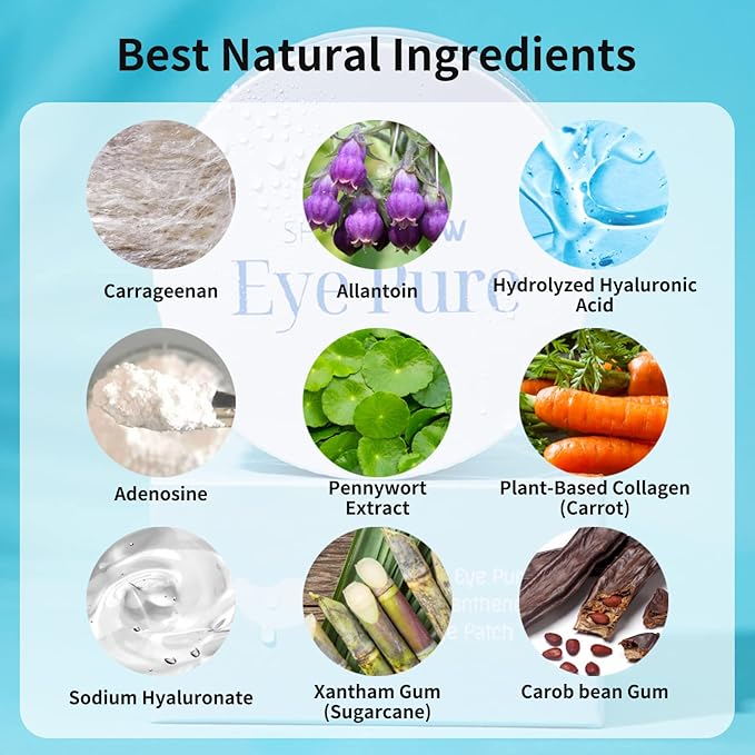 Hyaluronic Panthenol Under Eye Patches Vegan Firming Eye Gel Mask for Wrinkle, Puffy Eye, Dark Circle Treatment 30 Pairs-GlimoraGlow