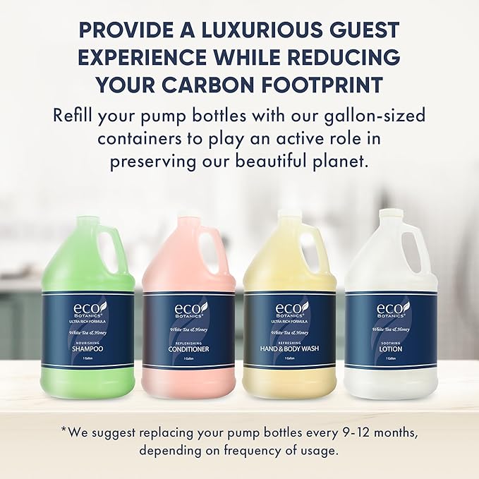 1-Shoppe Eco Botanics 20 Piece Ecobox All-In-Kit | White Tea and Honey Soap | 6 Shampoo, 4 Conditioner, 6 Body Wash & 4 Lotion | 10.14oz Hotel Soaps and Toiletries Bulk | Personal Care Products-GlimoraGlow