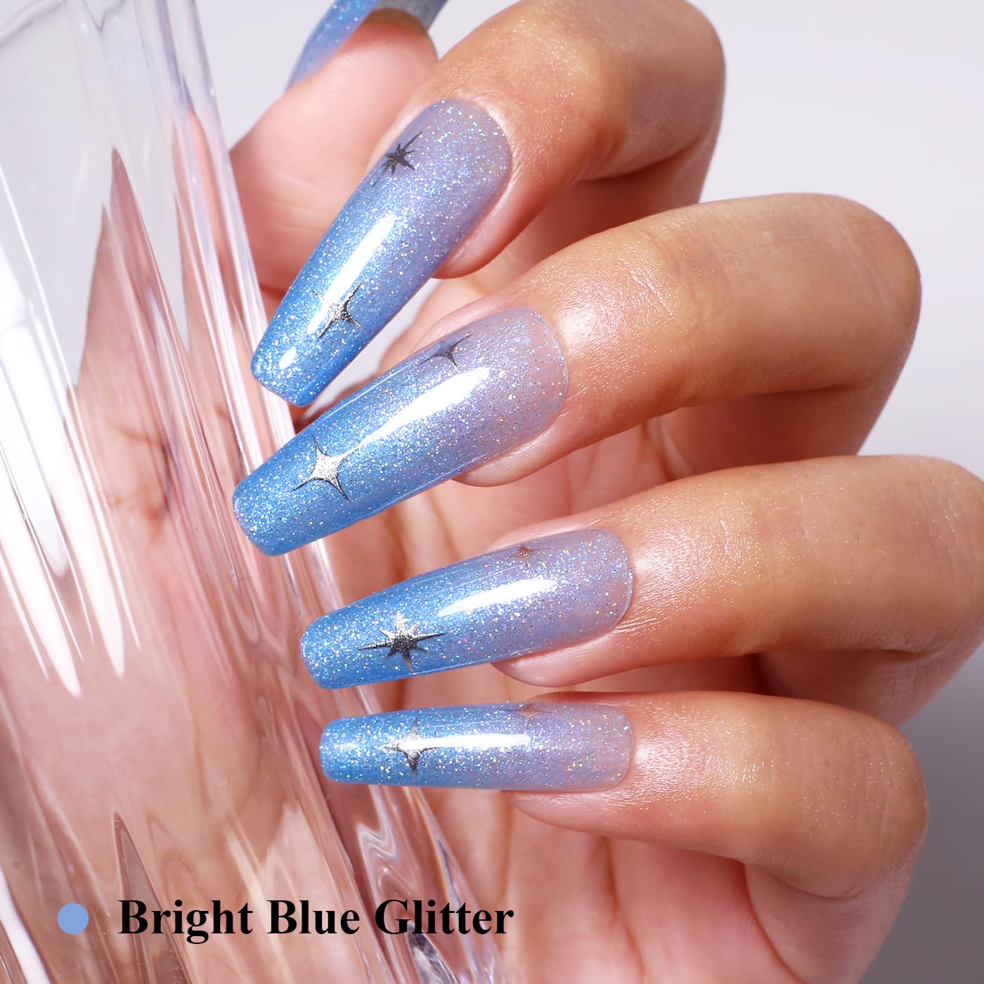 Imtiti Glitter Gel Nail Polish, Bright Blue Glitter Nail Gel Polish Diamond Shimmer Sparkle Soak Off UV LED Spring Summer Manicure 10ML-GlimoraGlow