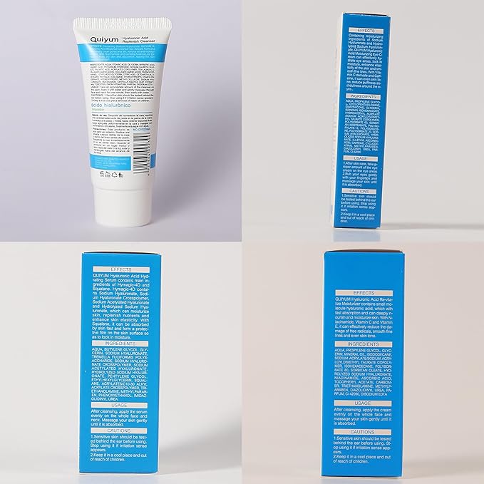 Hyaluronic Acid Skin Care Set, Hydration Kit for Women Teen Girls, Low pH Cleanser, Moisturizer, Serum, Eye Cream, Anti Aging, Firming, Travel Size Facial Care Gift Set for Dry Sensitive Skin-GlimoraGlow