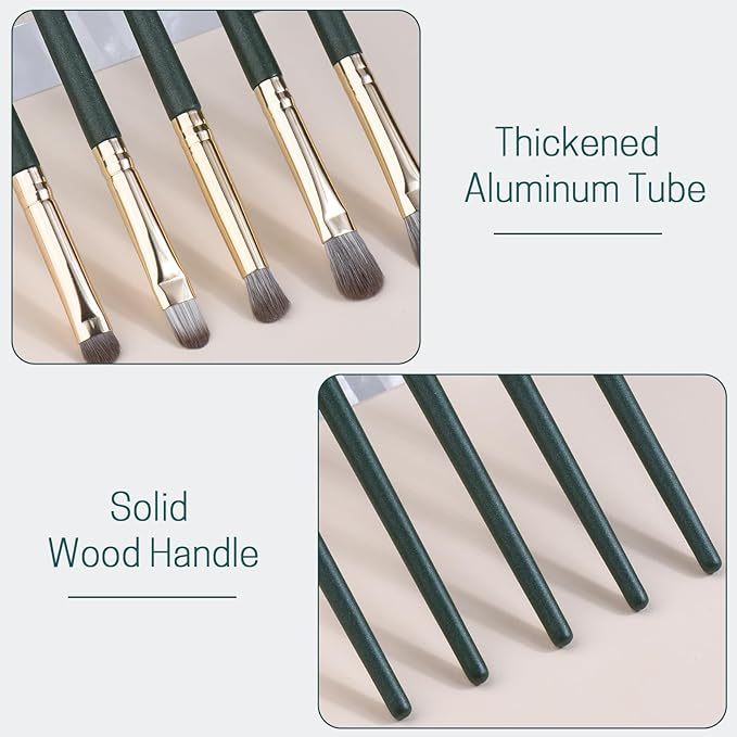 Eyeshadow Makeup Brushes Set with Case 5 PCS Soft Synthetic Hairs Eye Makeup Brushes for Blending Eyebrow Eyeliner Eyeshadow （Green）-GlimoraGlow