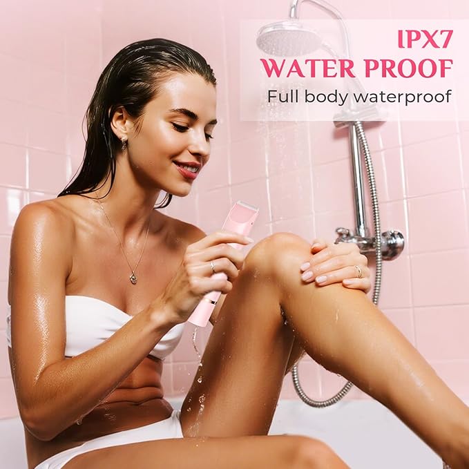 2025 New 2-in-1 Electric Bikini Trimmer for Women - Dual Head Electric Razor,Waterproof Painless Bikini Shaver, Pubic Hair Trimmer for Private Area & Body Hair, Pink-GlimoraGlow
