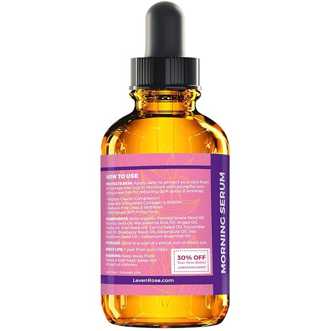 Leven Rose Moroccan Argan Oil Face Serum for Women - 100% Organic Argan Oil Serum for Face – All Natural Pure Argan Oil Hydrating Serum - Anti Aging Serum Against Wrinkles 1 Oz-GlimoraGlow