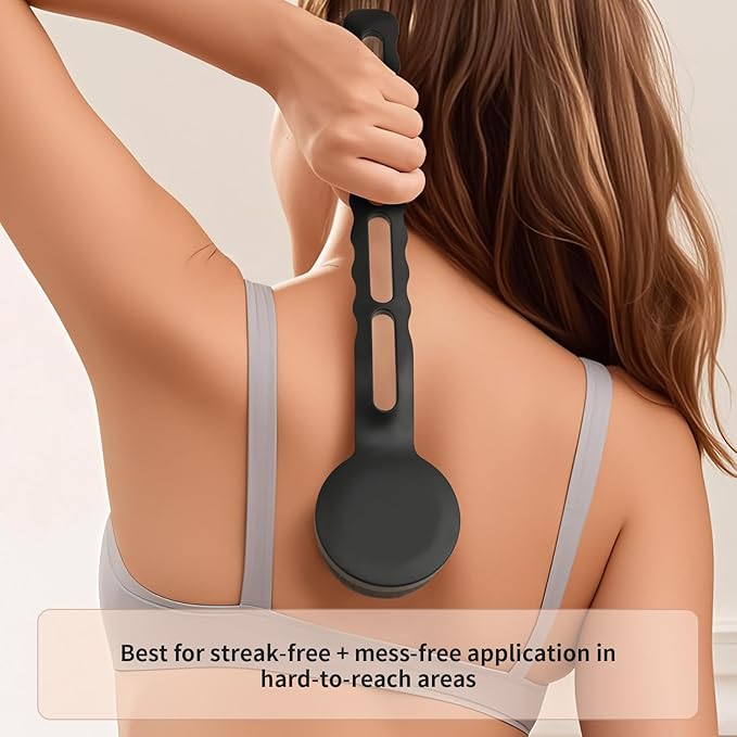 docolor Self Tanner Back Applicator, Plastic Long Handle Back Tanning Applicator Large Body Makeup Brush Vegan & Cruelty Free Self Tanner Brush For Self Tanner, Sunscreen, Bronzer, Foundation-GlimoraGlow