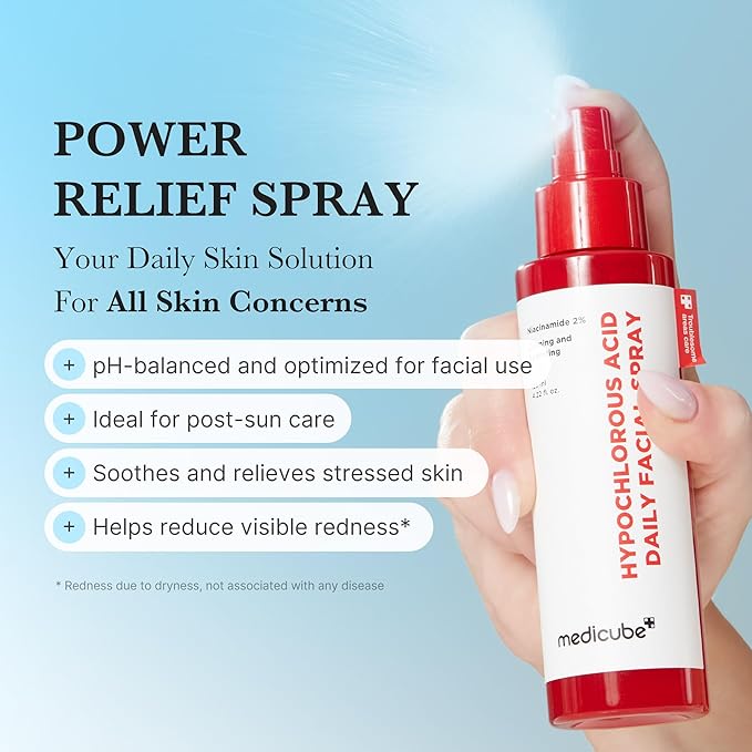 medicube Power Soothing Spray | Hypochlorous Acid Spray For All Skin Types, Delicate Skin | Daily Skin Solution & Post-Sun Care | HOCI Facial Mist for Soothing & Calming | Korean Skincare | 4.22 fl.oz-GlimoraGlow