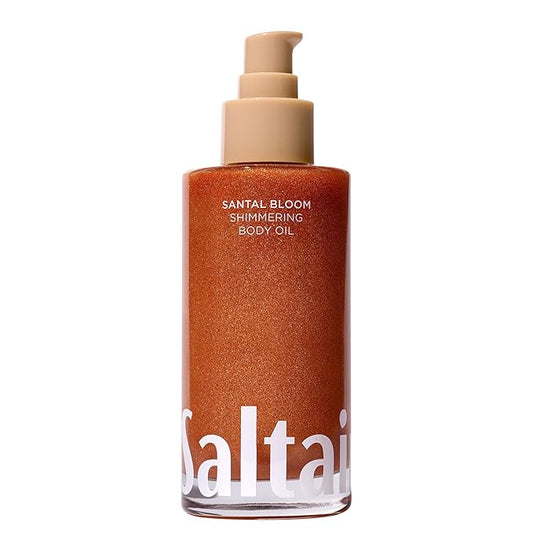 Saltair Shimmering Body Oil - Santal Bloom Scented Dry Oil Moisturizer with Light-Reflecting Pearl Pigments. Moisturizing Glow for All Skin Types - 4 Fl Oz-GlimoraGlow