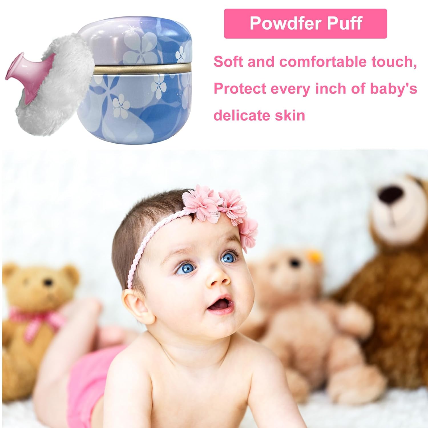 Body Powder Puff and Container for Dusting Powder, Women Powder Puff and Powder Case for Bath and Travel (Floral Diary)-GlimoraGlow