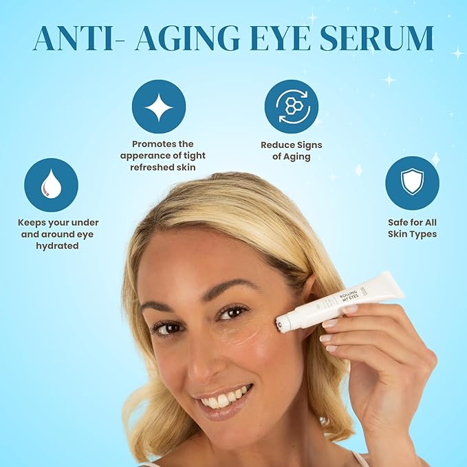 Miss Spa Eye Serum 5-in-1 Roll On Under Eye Cream, Helps De-puff and Brighten Under and Around Eyes, Anti-Aging Under Eye Roller Helps with Fine Lines and Dark Circles, Vitamin B3, Eye Bag Remover-GlimoraGlow