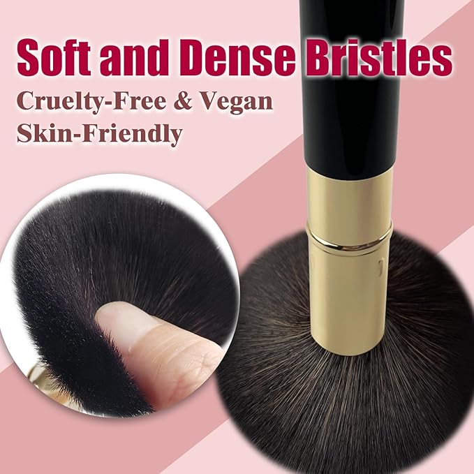 Retractable Makeup Brush, Travel Kabuki Powder Brush, Retractable Blush Brush, for Blush, Bronzer, Buffing, Highlighter Flawless Powder Cosmetics, Travel Friendly-GlimoraGlow