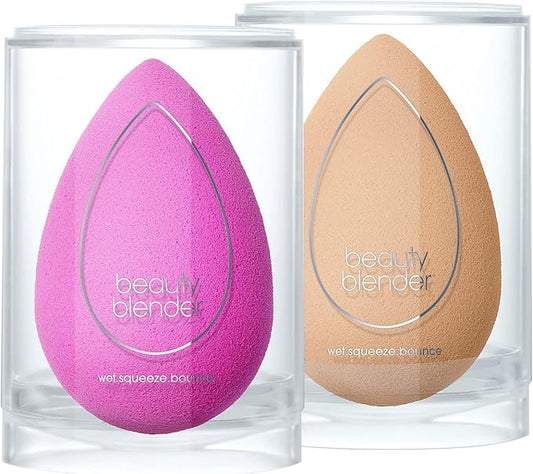 Beautyblender® | Original Pink + Nude Beauty Blender 2-Piece Bundle for Blending Foundations, Powders, and Creams, Super-Soft Foam for Streak-Free Application, Made in the USA, Reusable, Washable-GlimoraGlow