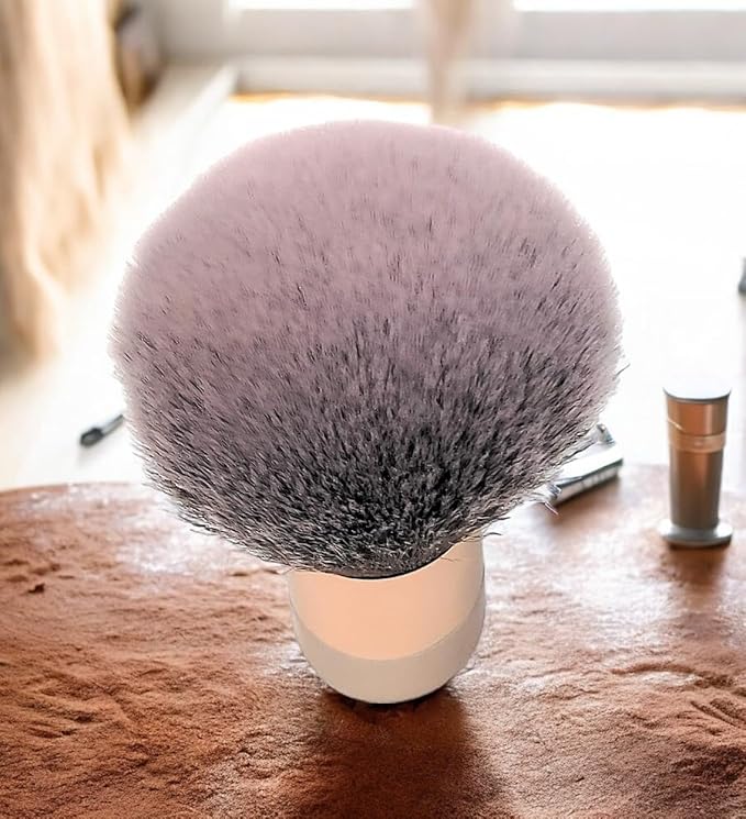Luxurious and Large Soft Fluffy Powder Brush, Use as a Spray Tan Finishing Tool, Multipurpose Face and Body Barber and Beauty Tool, Large Kabuki Brush by BevyGold (Rosegold)-GlimoraGlow