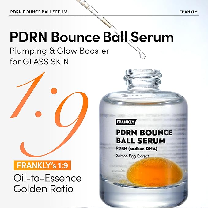 FRANKLY Salmon PDRN Bounce Ball Serum – PDRN Salmon DNA Serum for Plumping, Firming & Glass Skin | Glowing skin Booster | Lightweight, Non-Sticky Korean Skincare | 1.01 fl oz-GlimoraGlow