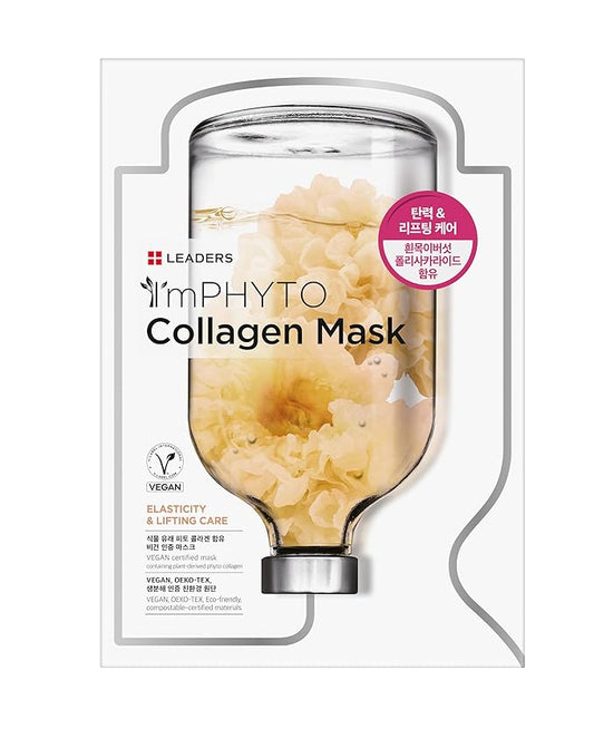 I'MPHYTO Leaders Facial Mask 10 Sheet Collagen Vegan Mask | Plant-Derived Collagen | Elasticity & Lifting Skin Care | Certified Vegan | Intensive Hydration | Natural Cellulose Sheet-GlimoraGlow