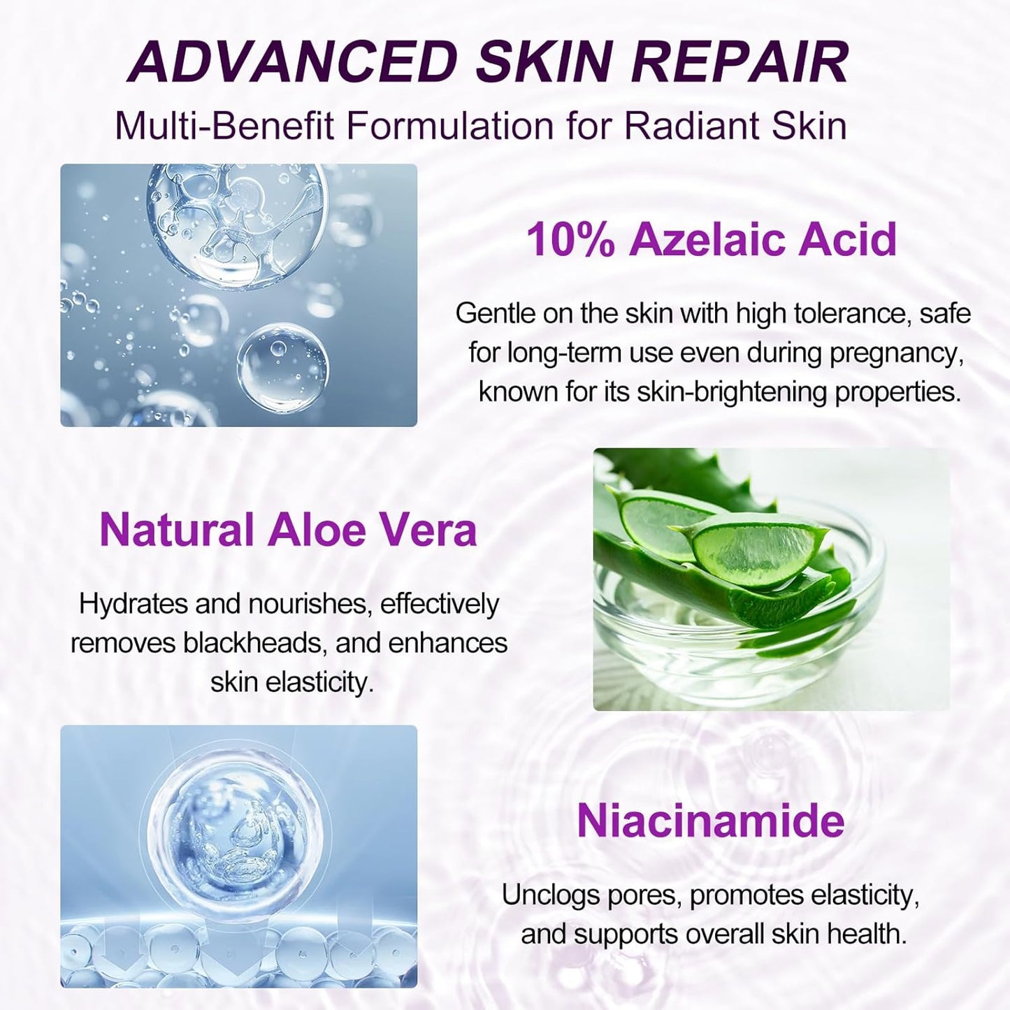 Azelaic Acid Serum - Azelaic Acid 10% for Acne Treatment - Fast Rosacea Skin Care - Redness Relief Face and Boost Skin Radiance with Niacinamide & Vitamin B3, B5 and Hyaluronic Acid, 1 Fl Oz-GlimoraGlow