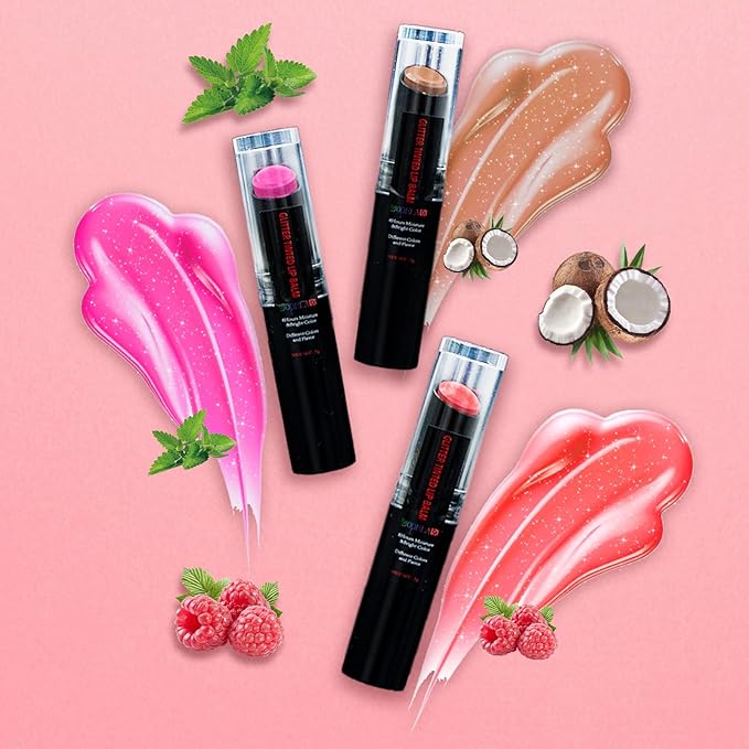 10 Pack Tinted Lip Balm With Glitter Powder Tinted Chapstick - Moisturizing, Soothing, and Repairing Dry and Chapped Lips-GlimoraGlow
