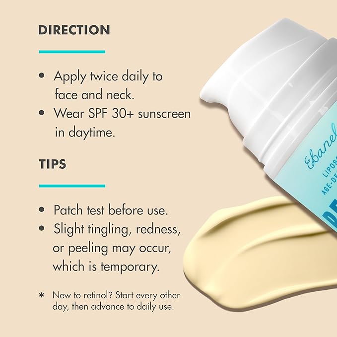 Ebanel Retinol Cream for Face 3.5 oz, Moisturizer with Collagen, Peptides, Ceramides, Hyaluronic Acid, Vitamin C & B5, Firming Anti Aging Face Cream for Wrinkles, Fine Lines, Dark Spots, Day & Night-GlimoraGlow