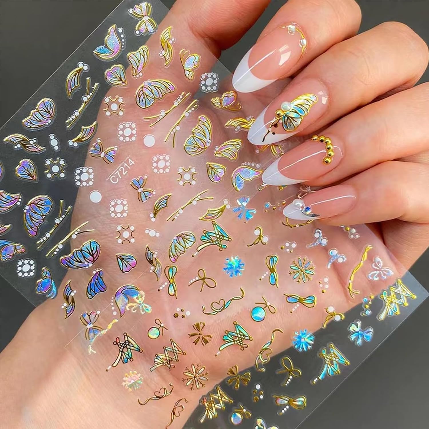 20 Sheets Butterfly Nail Stickers Y2k Gold 3D Self Adhesive Shiny Butterflies Nail Art Charms Decals Heart Nails Supplies Decoration Accessories (ST-GB)-GlimoraGlow