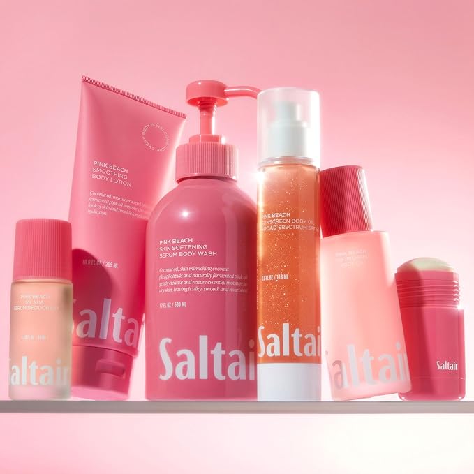 Saltair Body Oil. Luxurious Pink Beach After Shower and Bath Oil Moisturizer for Women. Botanical, Non-Greasy, and Well-Absorbing Lotion for Hydrating Dry Skin. 4oz Pump Bottle-GlimoraGlow