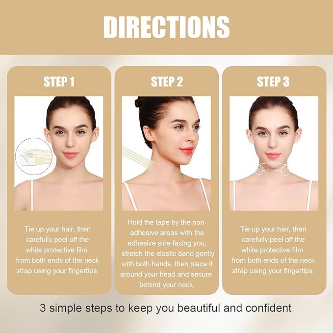 braxan 60 Pcs Neck Tape Lifting Invisible Set: Neck & Face Lift Tape Invisible - for Double Chin Jowls Eyes Sagging Skin, Special Events & Makeup-Friendly Use, Visible Results In Seconds-GlimoraGlow