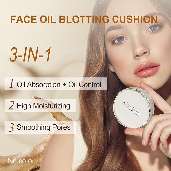 Face Oil Blotting Cushion Instead of Oil Blotting Paper Sheets for Oily Skin, Oil Absorbing Liquid Mattifying Cushion, Moisturizing & Smoothing Pores with Natural Tea Tree, Oil control for Make Up-GlimoraGlow