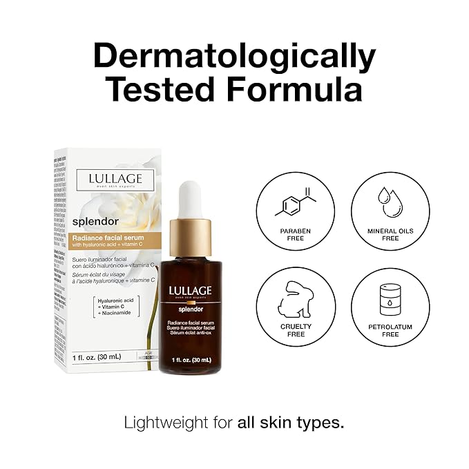 LULLAGE Splendor Radiance Hyaluronic Acid & Vitamin C Serum for Face, Revitalizing Vitamin C Face Serum with Niacinamide to Replenish & Firm the Skin, 1 Fl Oz Dropper Bottle-GlimoraGlow