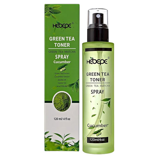 Green Tea Face Mist with Cucumber 4 oz, Matcha Facial Toner Spray Hyaluronic Acid for All Skin, Hydrating Soothing Reduces Redness Cooling After-Sun for Women Men, Alcohol-Free-GlimoraGlow