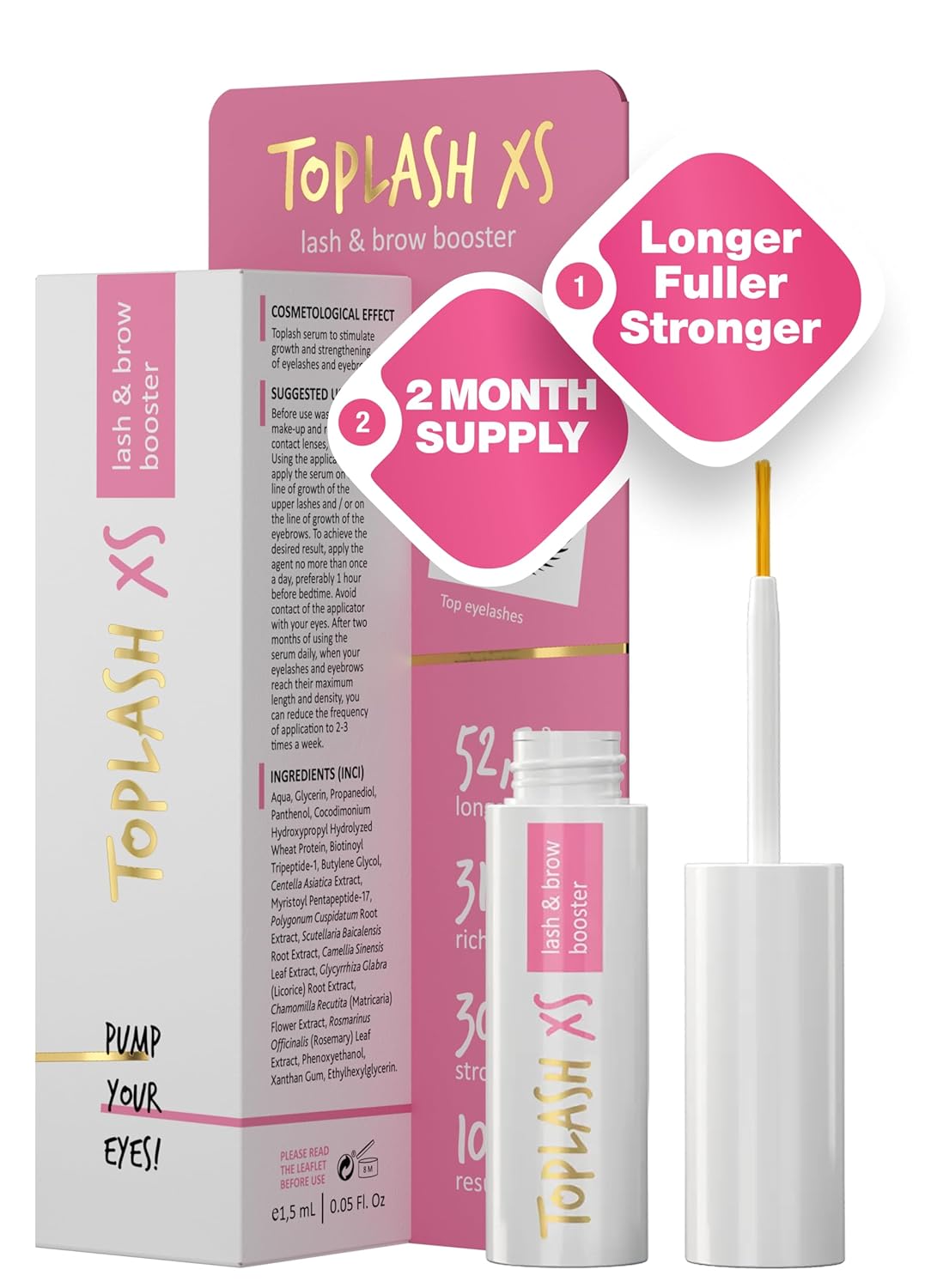 Eyelash Growth Serum - Innovative Formula for Longer, Thicker, Fuller Brows & Lashes - Natural, Cruelty-Free & Hypoallergenic - 0,05 Fl Oz(1,5 ml)-GlimoraGlow
