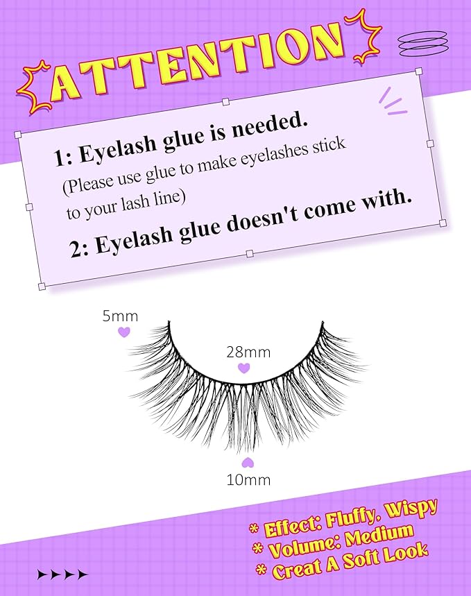 Onlyall Lashes Mink False Eyelashes Natural Wispy Lashes Soft Faux Mink Lashes Fluffy False Lashes DK72-GlimoraGlow