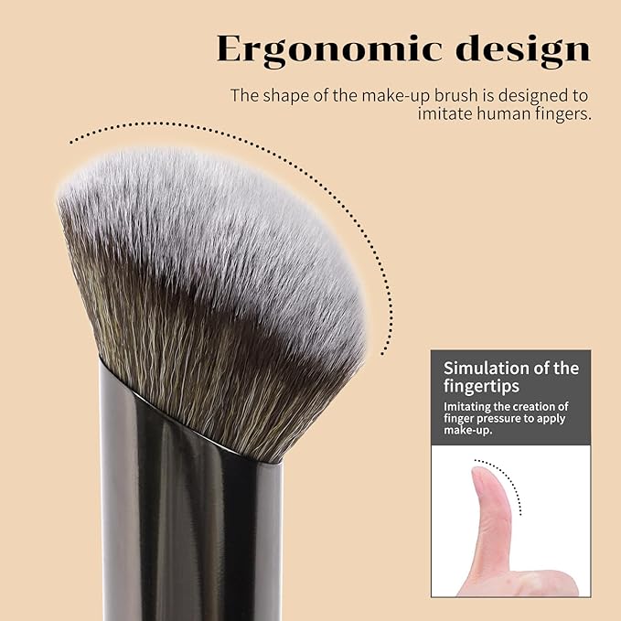 MAANGE 7pcs Makeup Brush Set Double Sided Kabuki Makeup Brushes Contour Brush for Foundation Liquid Powder Concealer Cream Cosmetics Bronzer Blending Blush Buffing Makeup Tools (Black)-GlimoraGlow