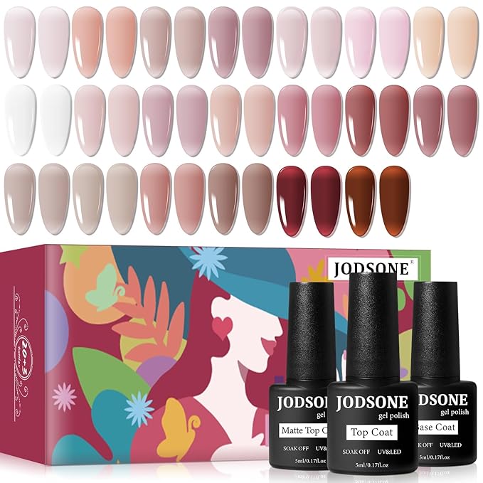 JODSONE 23PCS Gel Nail Polish Set 20 translucent Jelly Color Natural and Elegant Long Lasting Suitable for Home and Salon-GlimoraGlow