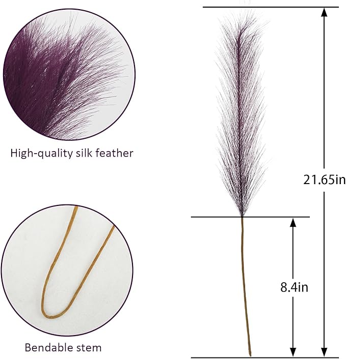 50pcs Pink Faux Pampas Grass Decor, 21.6" Short Artificial Pompous Grass Floral Fake Pompas Grass Branches Vase Filler Flower Arrangement for Home Wedding Boho Decor