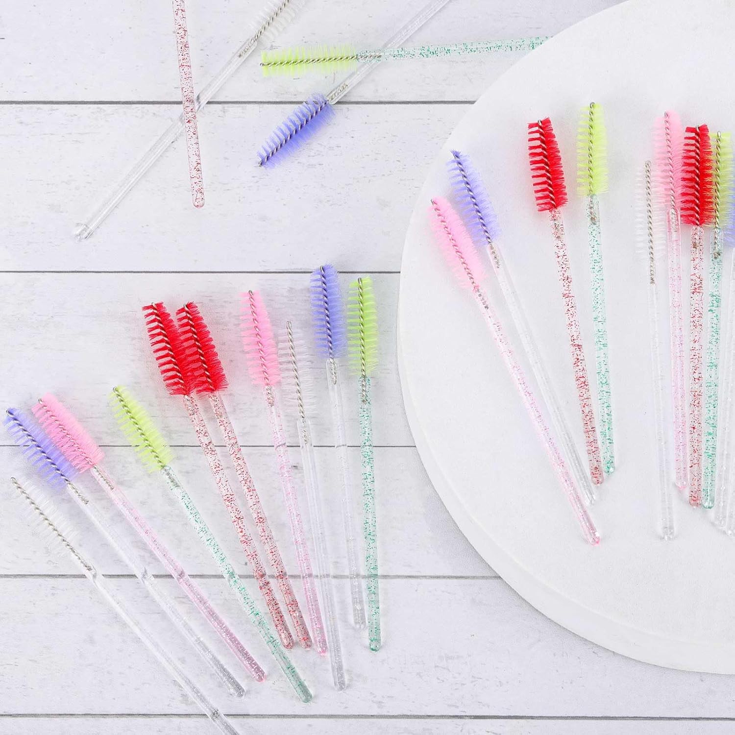 1000 Disposable Mascara Wands Eyelash Brushes Spoolies for Eyebrow Eye Lash Extension Crystal Multicolor-GlimoraGlow