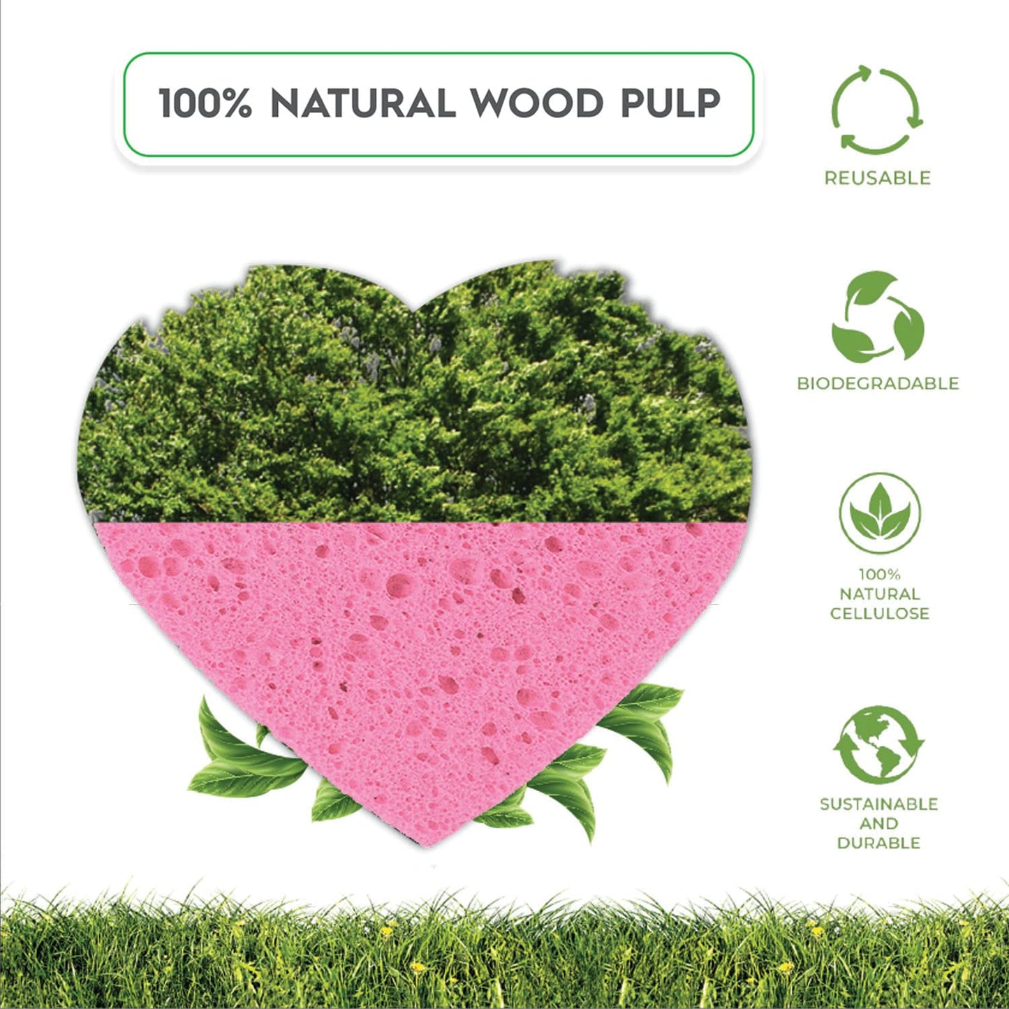 60-Count Compressed Facial Sponges | Makeup Remover Sponge | 100% Natural Cosmetic Spa Sponges for Facial Cleansing | Exfoliating Mask | Face Scrubber (Heart)-GlimoraGlow